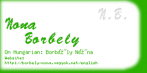 nona borbely business card